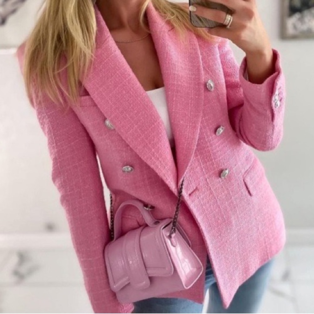 Pink double breasted weave jacket - Picture 2 of 10